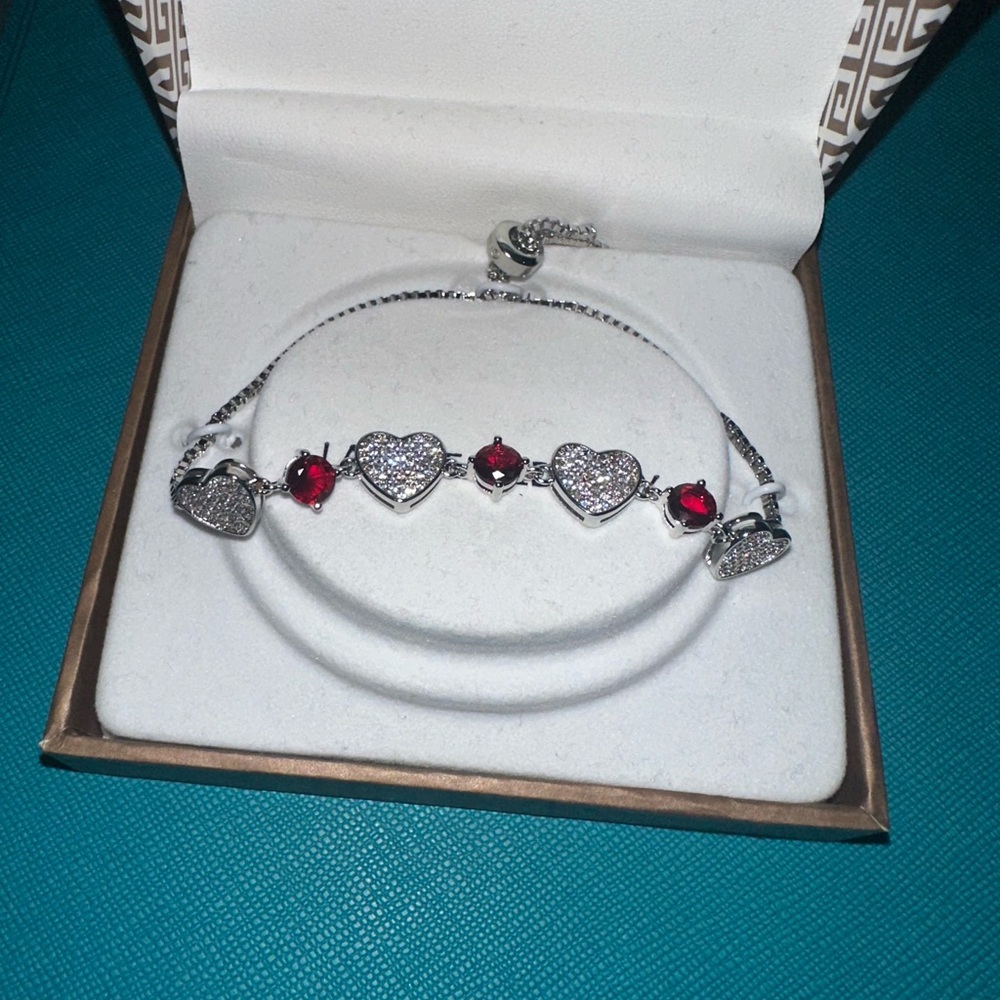 Silver Bracelet With Ruby Accents - image 3